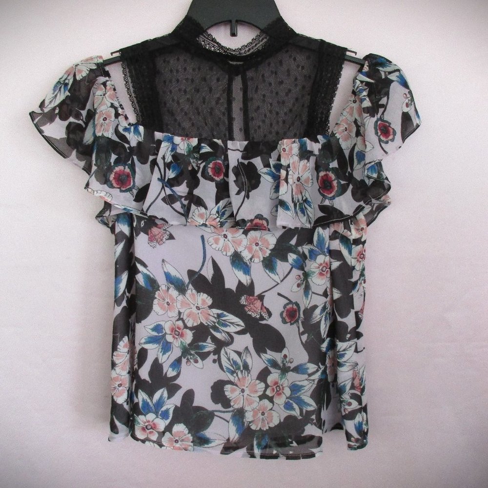 Size M GUESS Los Angeles Pretty Frilly Floral Sleeveless Off Shoulder Blouse/Top